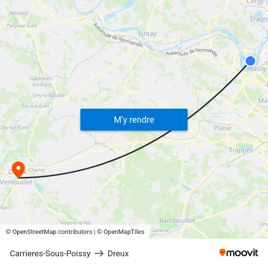 Carrieres-Sous-Poissy to Dreux map