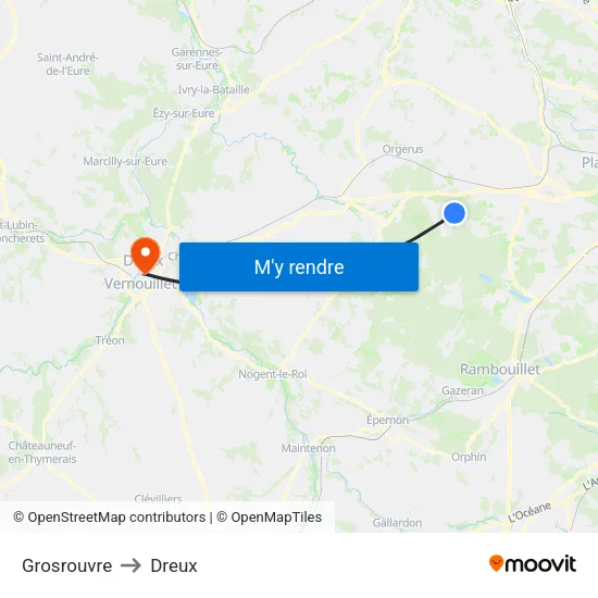 Grosrouvre to Dreux map