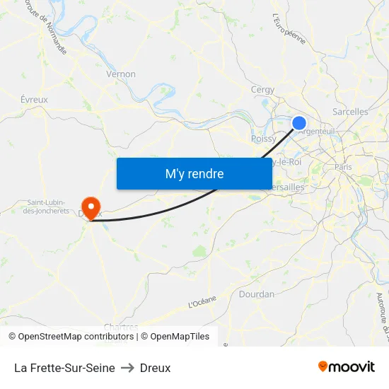La Frette-Sur-Seine to Dreux map
