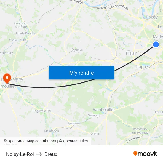 Noisy-Le-Roi to Dreux map