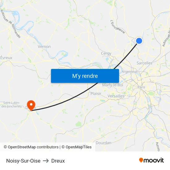 Noisy-Sur-Oise to Dreux map