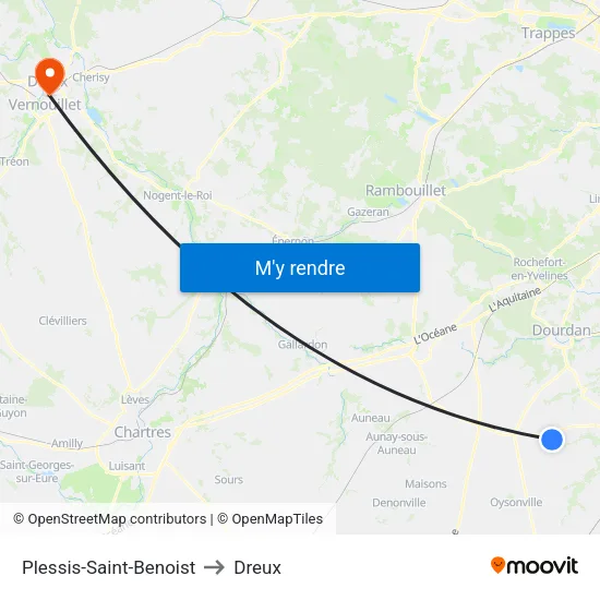 Plessis-Saint-Benoist to Dreux map