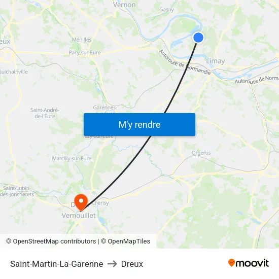 Saint-Martin-La-Garenne to Dreux map