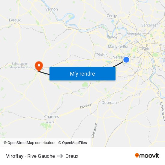 Viroflay - Rive Gauche to Dreux map