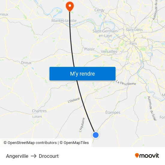 Angerville to Drocourt map