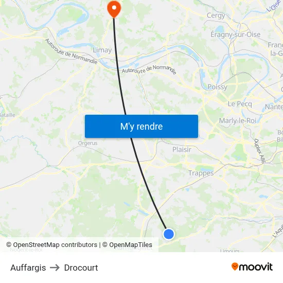 Auffargis to Drocourt map