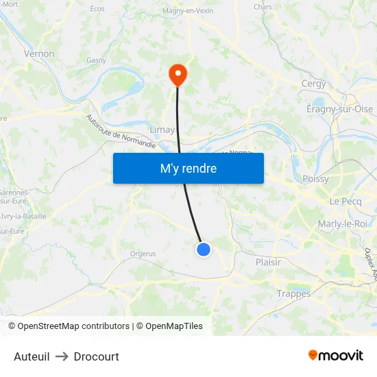 Auteuil to Drocourt map