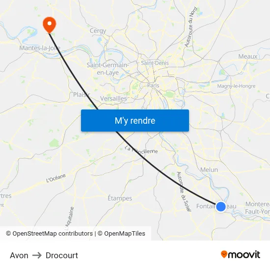 Avon to Drocourt map