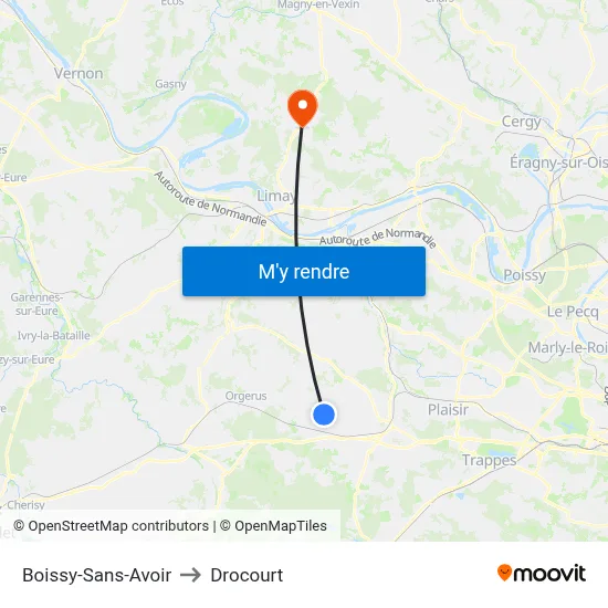 Boissy-Sans-Avoir to Drocourt map