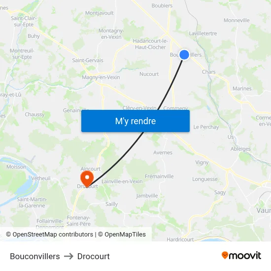 Bouconvillers to Drocourt map