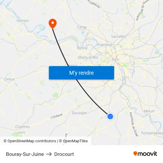 Bouray-Sur-Juine to Drocourt map