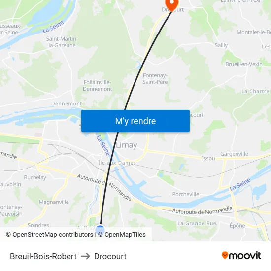 Breuil-Bois-Robert to Drocourt map