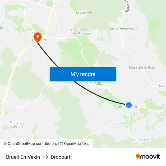 Brueil-En-Vexin to Drocourt map
