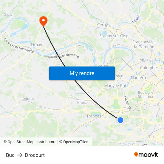 Buc to Drocourt map