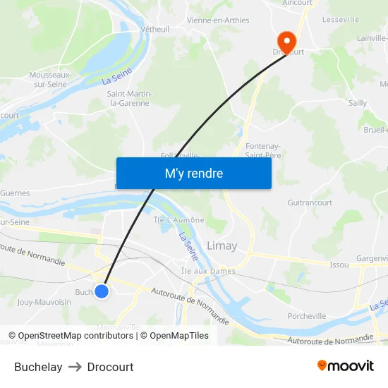 Buchelay to Drocourt map