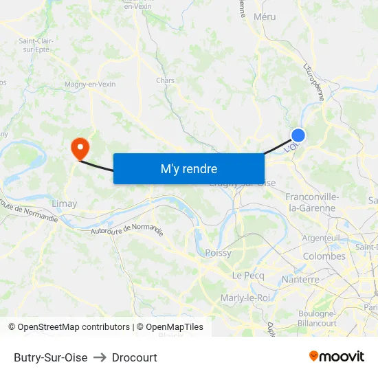 Butry-Sur-Oise to Drocourt map