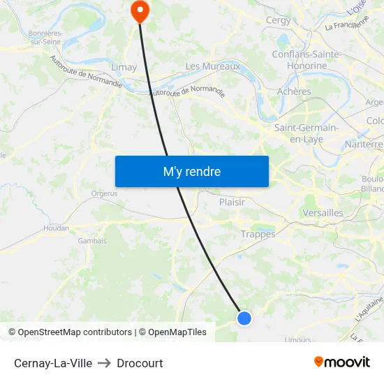 Cernay-La-Ville to Drocourt map