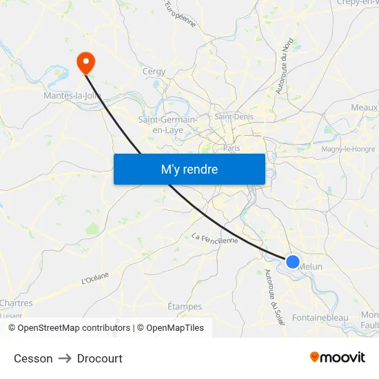 Cesson to Drocourt map
