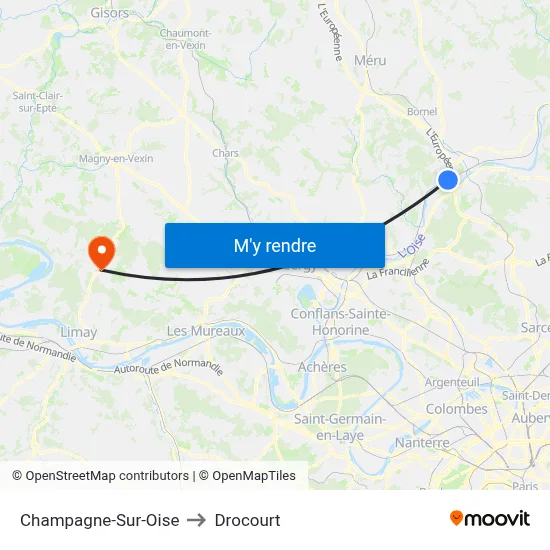 Champagne-Sur-Oise to Drocourt map