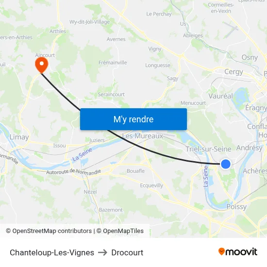 Chanteloup-Les-Vignes to Drocourt map