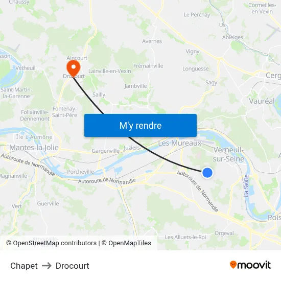 Chapet to Drocourt map