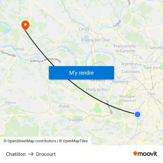 Chatillon to Drocourt map