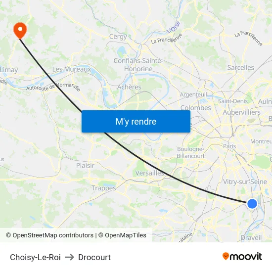 Choisy-Le-Roi to Drocourt map