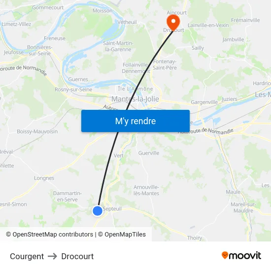 Courgent to Drocourt map