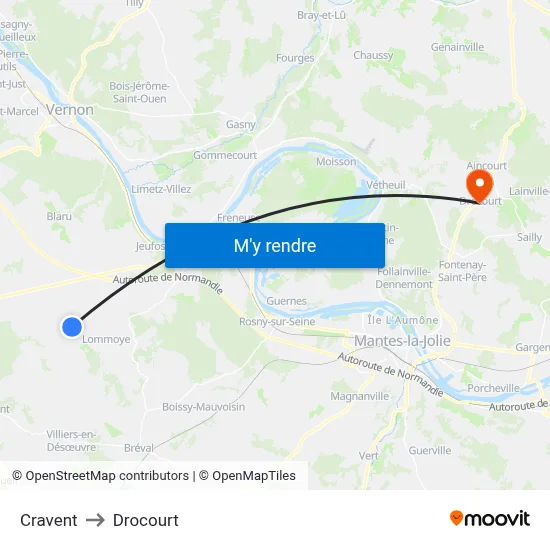 Cravent to Drocourt map