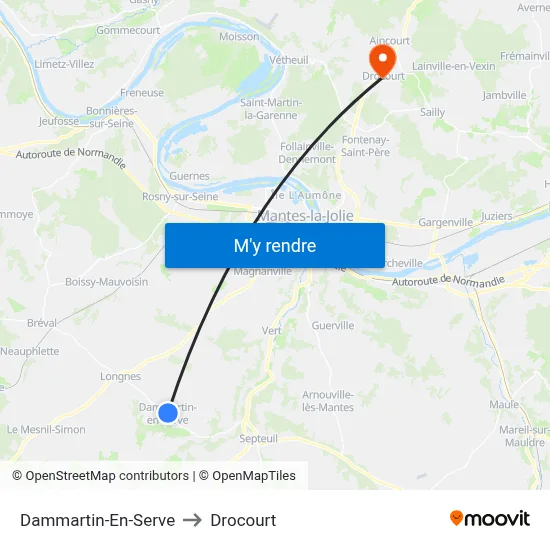 Dammartin-En-Serve to Drocourt map