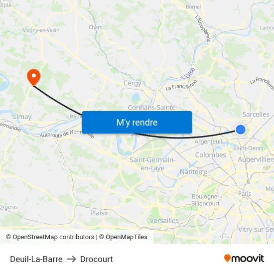 Deuil-La-Barre to Drocourt map