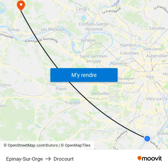 Epinay-Sur-Orge to Drocourt map