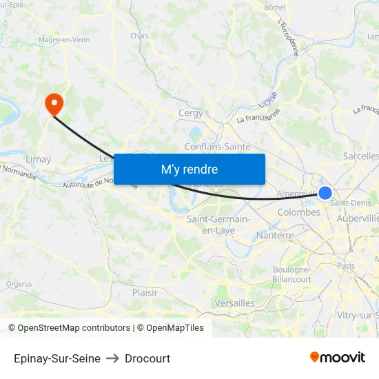 Epinay-Sur-Seine to Drocourt map