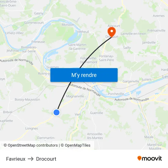 Favrieux to Drocourt map