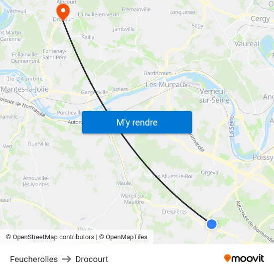 Feucherolles to Drocourt map