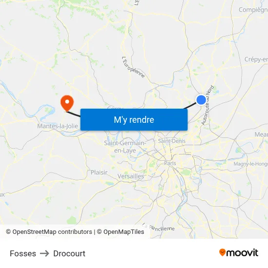 Fosses to Drocourt map