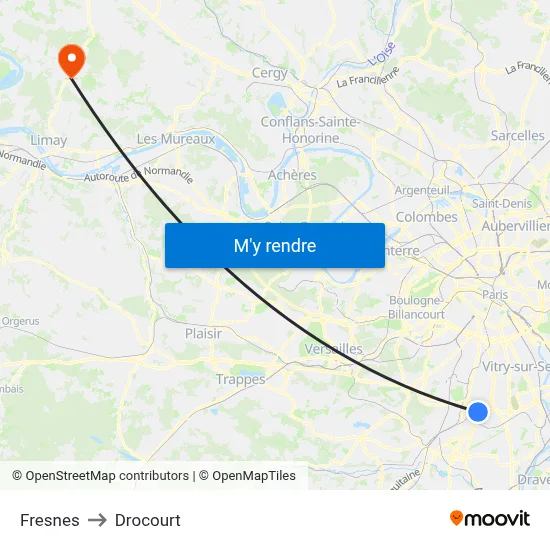 Fresnes to Drocourt map