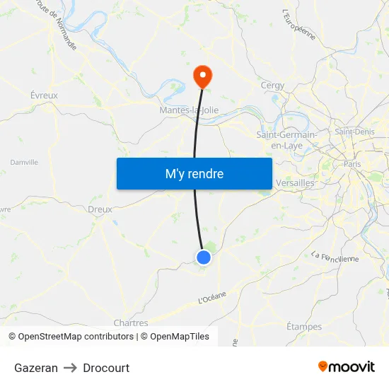 Gazeran to Drocourt map