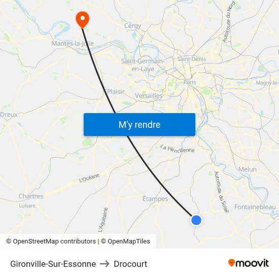 Gironville-Sur-Essonne to Drocourt map