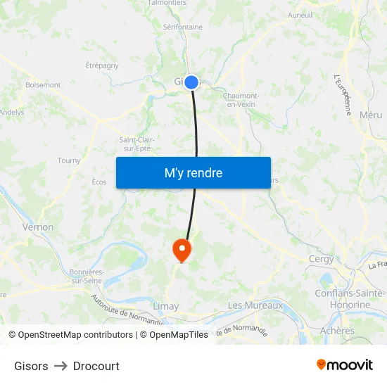 Gisors to Drocourt map