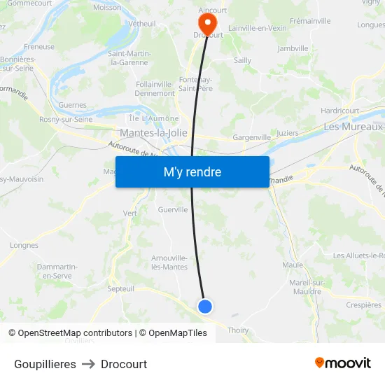Goupillieres to Drocourt map