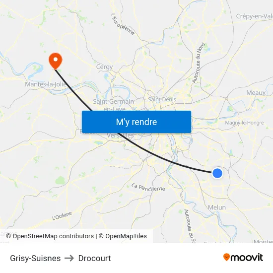 Grisy-Suisnes to Drocourt map