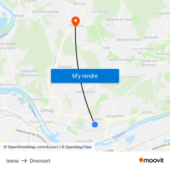 Issou to Drocourt map