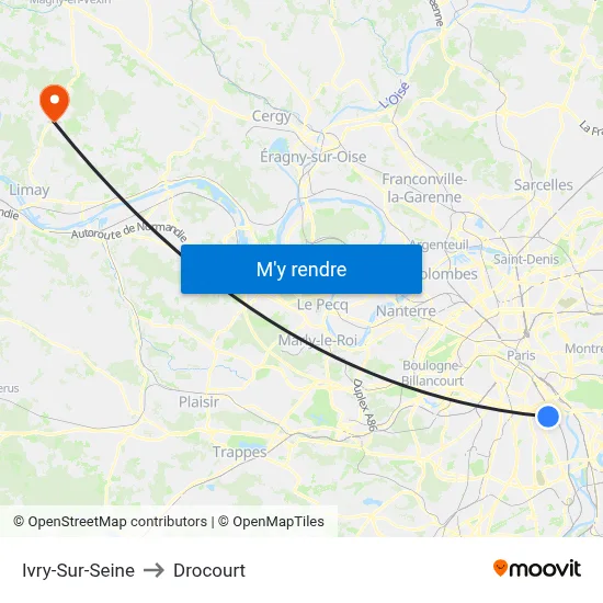 Ivry-Sur-Seine to Drocourt map
