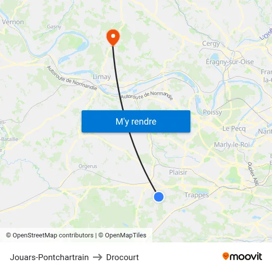 Jouars-Pontchartrain to Drocourt map