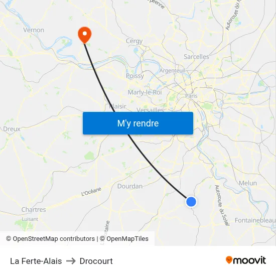 La Ferte-Alais to Drocourt map