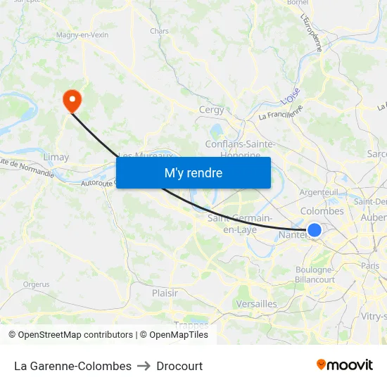 La Garenne-Colombes to Drocourt map