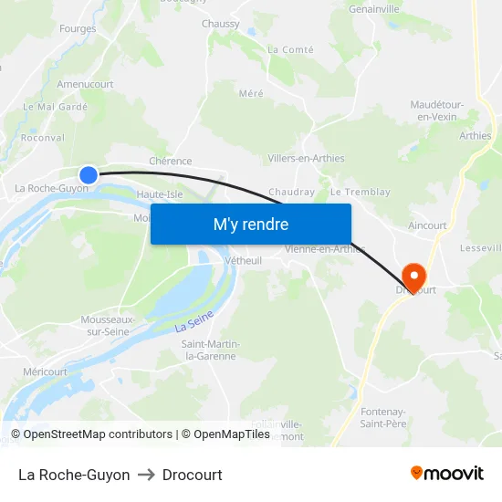 La Roche-Guyon to Drocourt map
