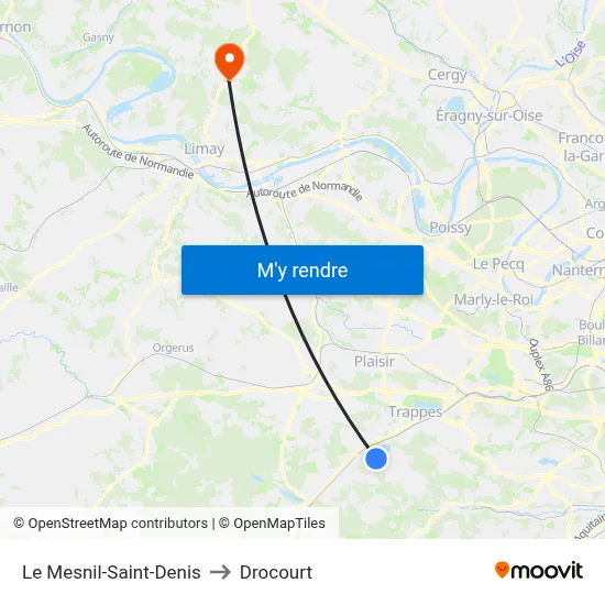 Le Mesnil-Saint-Denis to Drocourt map