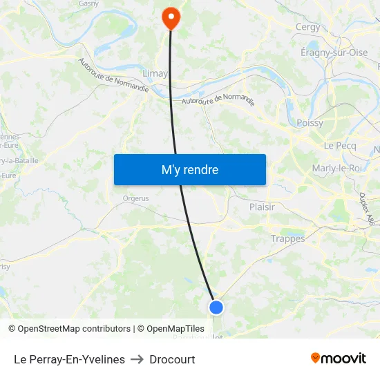 Le Perray-En-Yvelines to Drocourt map